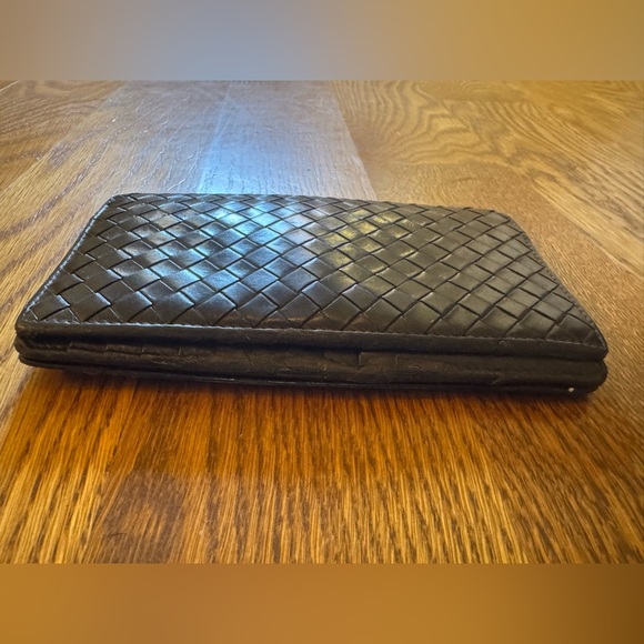 Bottega Veneta Intrecciato Woven Leather Wallet Black Fold Long EUC AUTHENTIC - Picture 7 of 15